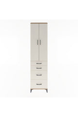 Arges Dolap 4 Raflı 4 Çekmeceli 2 Kapaklı 60x30x243