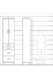 Arges Dolap 4 Raflı 4 Çekmeceli 2 Kapaklı 60x30x243 - S32M057V7A
