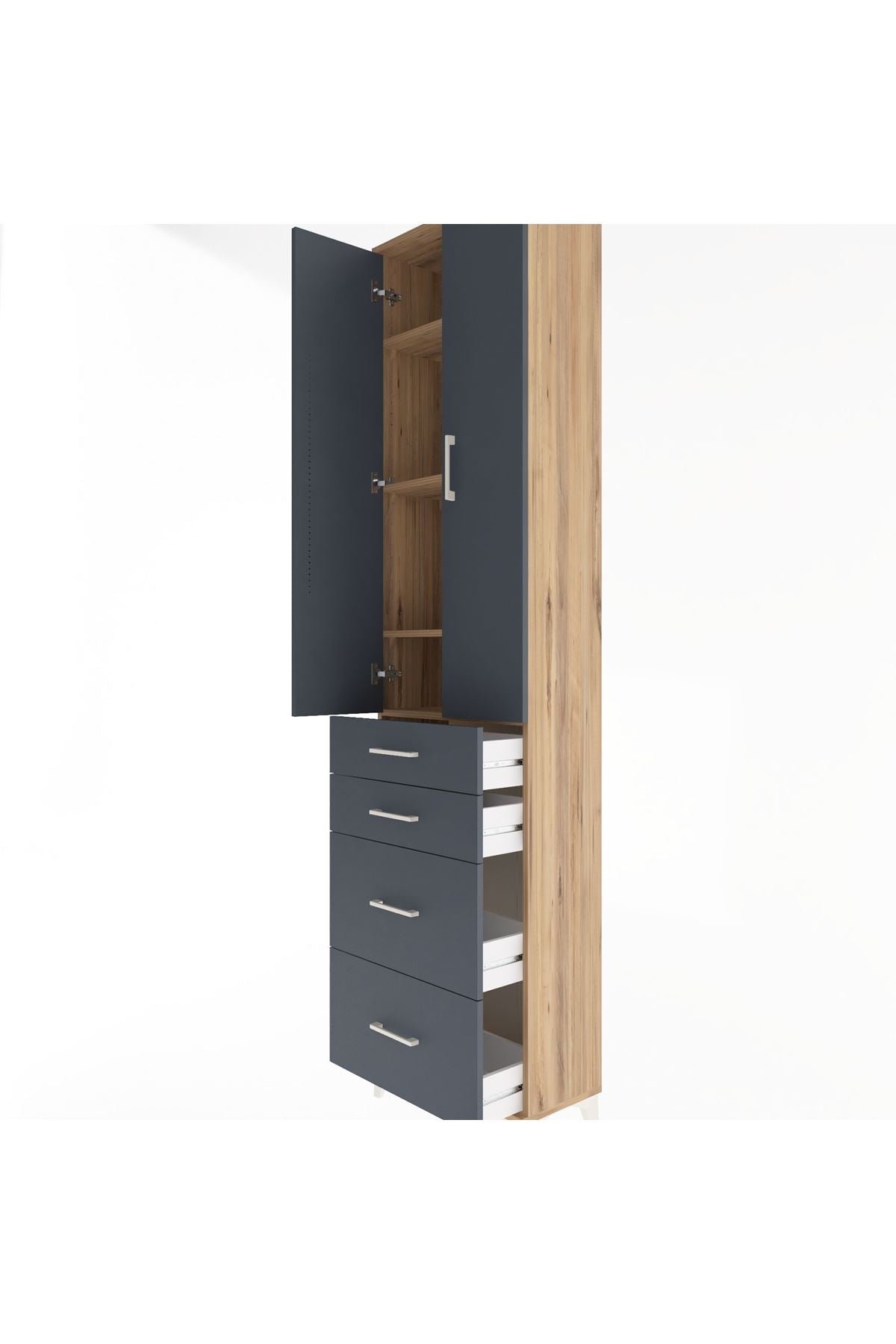 Arges Dolap 4 Raflı 4 Çekmeceli 2 Kapaklı 60x30x243 - S32M057V8A