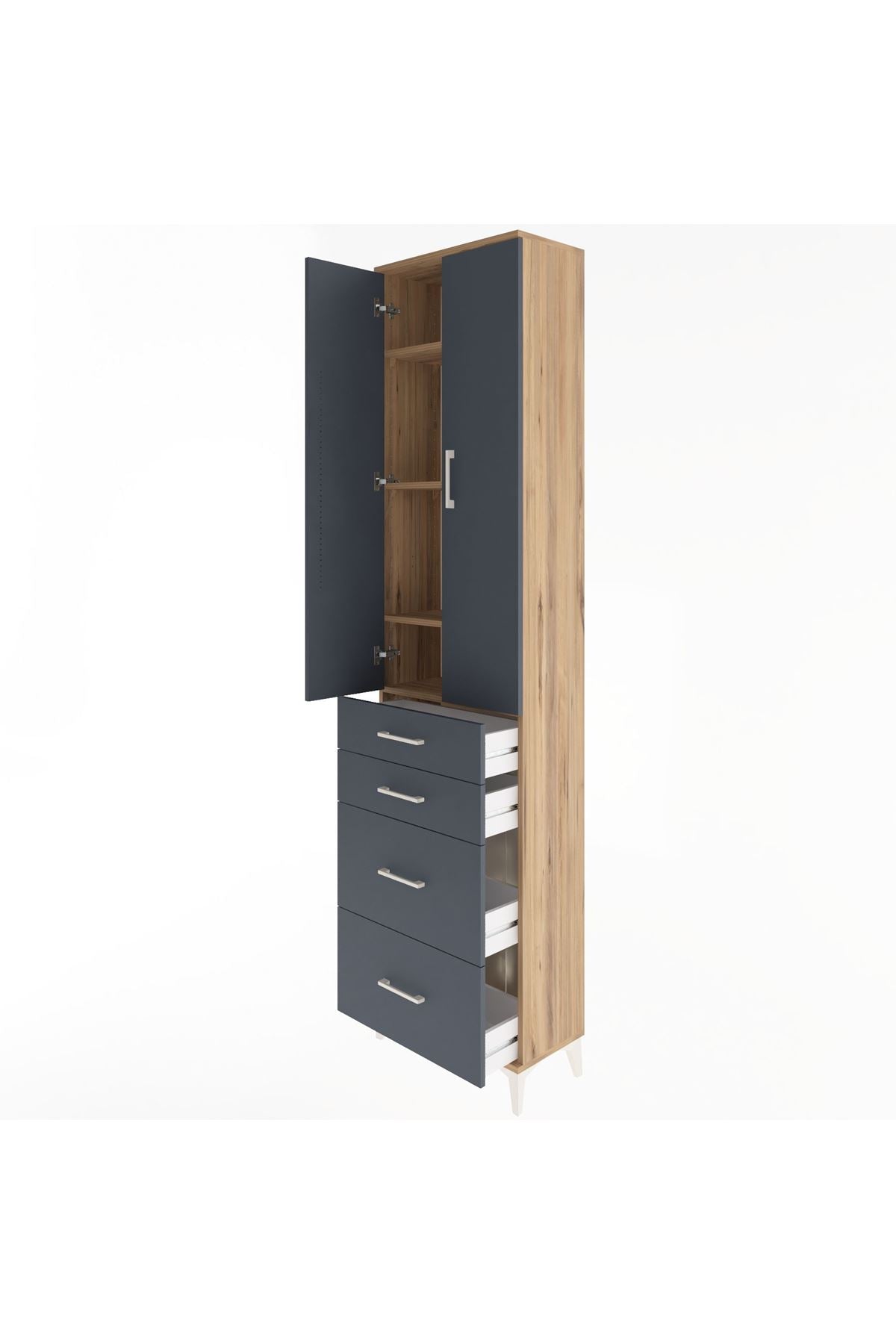 Arges Dolap 4 Raflı 4 Çekmeceli 2 Kapaklı 60x30x243 - S32M057V8A