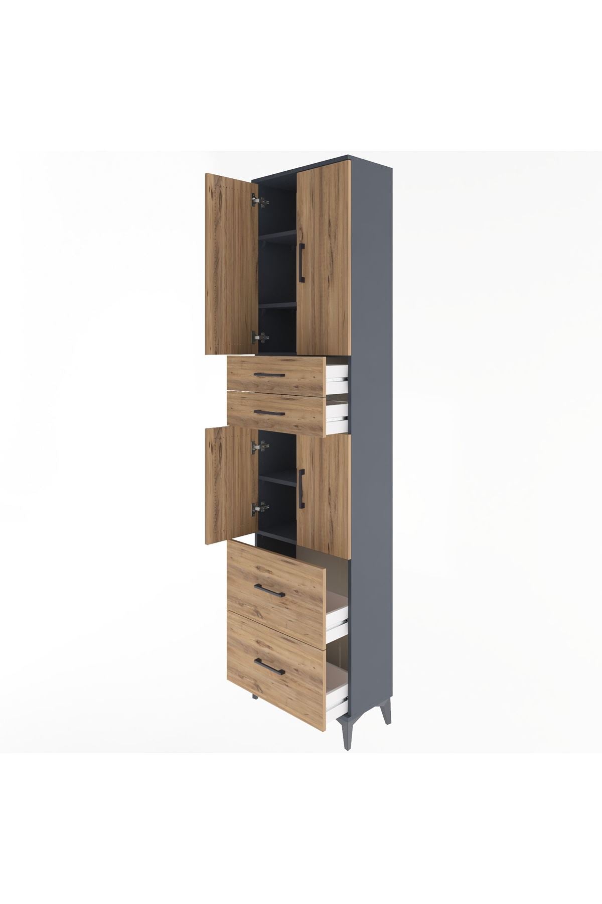 Arges Dolap 5 Raflı 4 Çekmeceli 4 Kapaklı 60x30x243 - S32M059V6A