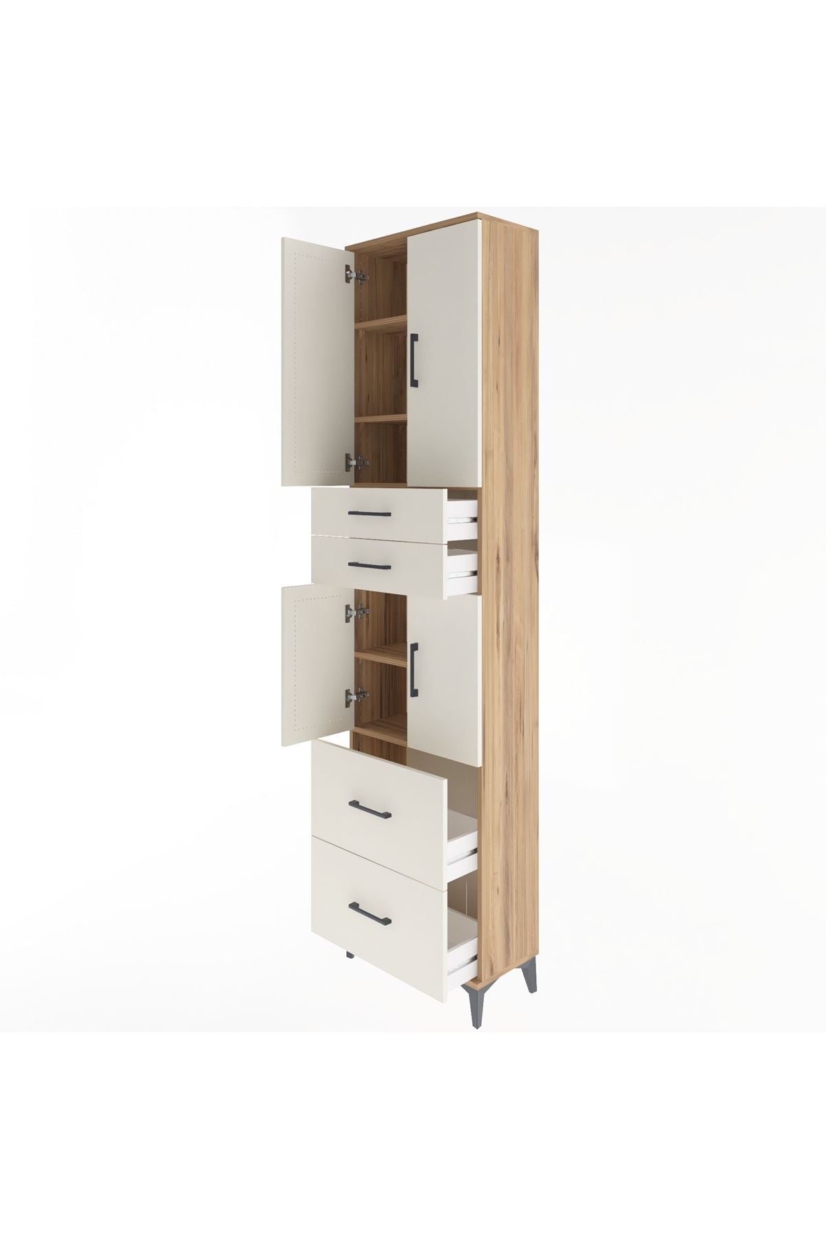 Arges Dolap 5 Raflı 4 Çekmeceli 4 Kapaklı 60x30x243 - S32M059V7A