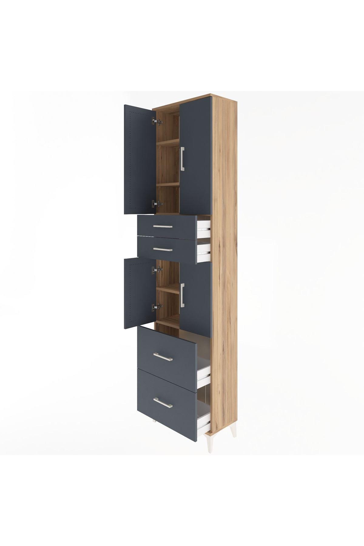 Arges Dolap 5 Raflı 4 Çekmeceli 4 Kapaklı 60x30x243 - S32M059V8A