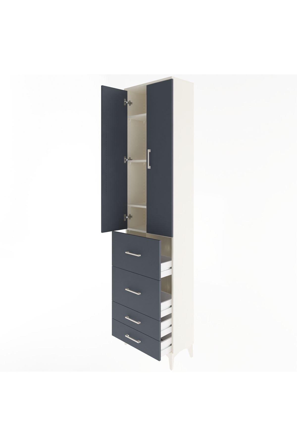 Arges Dolap 4 Raflı 4 Çekmeceli 2 Kapaklı 60x30x243 - S32M060V2A