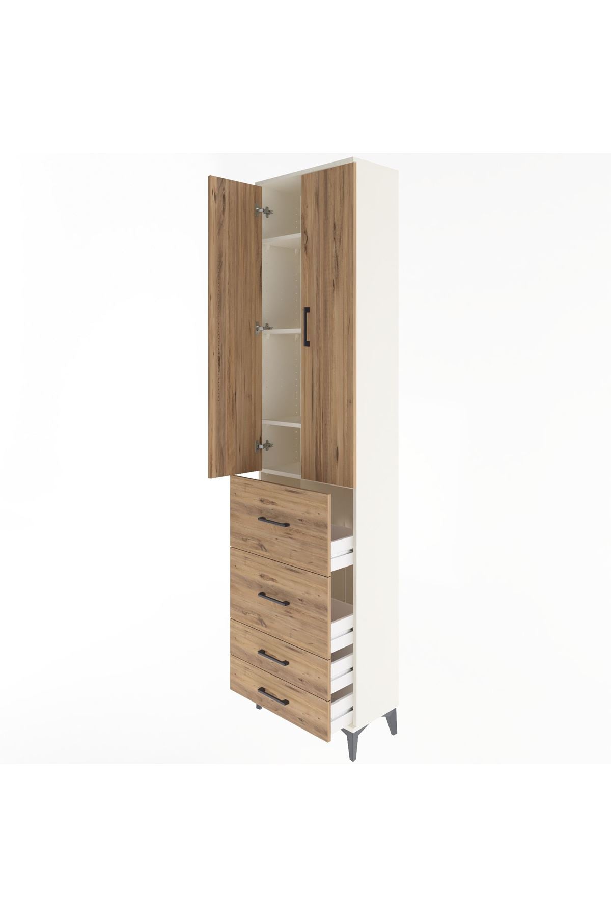 Arges Dolap 4 Raflı 4 Çekmeceli 2 Kapaklı 60x30x243 - S32M060V3A