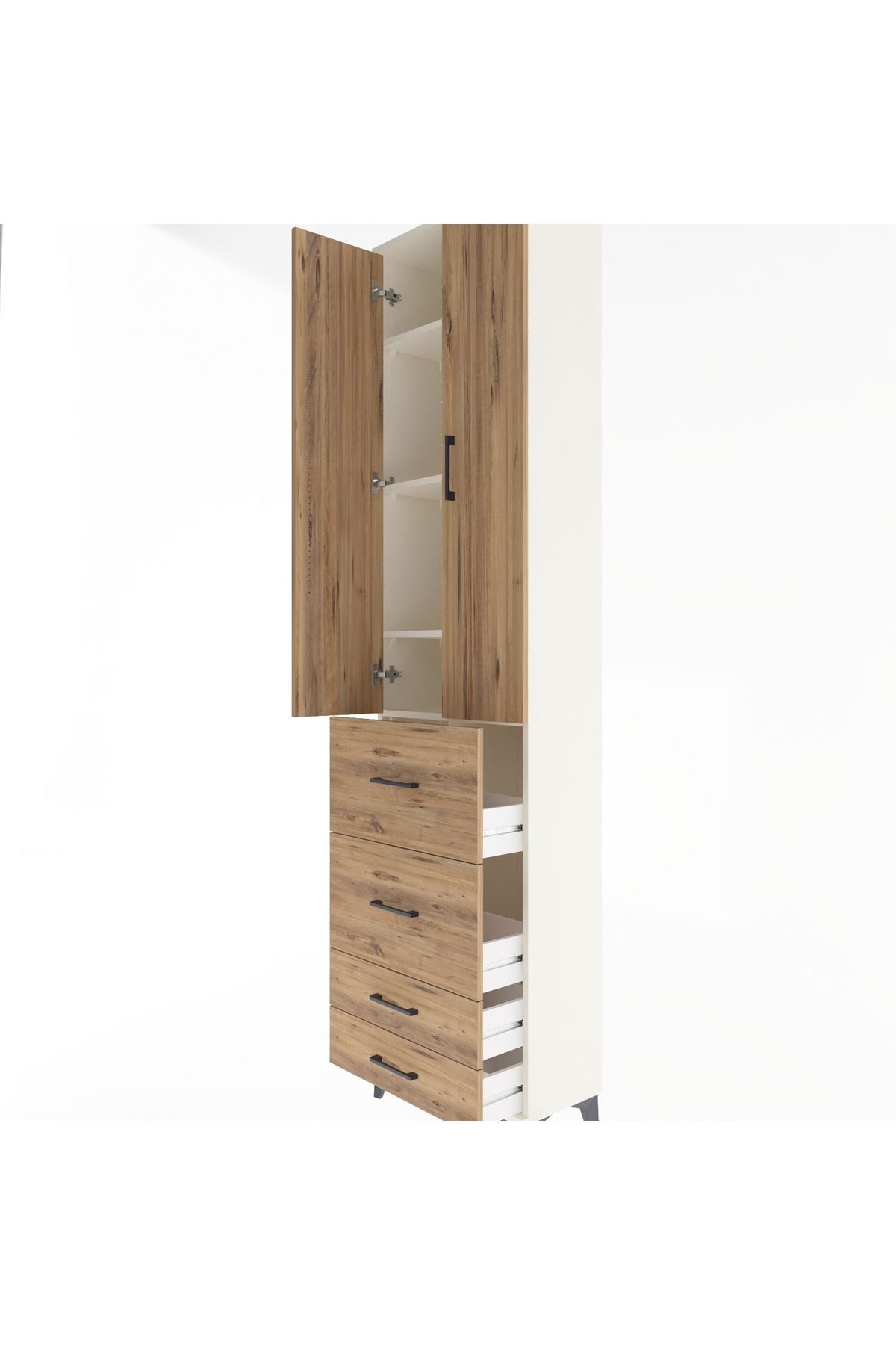 Arges Dolap 4 Raflı 4 Çekmeceli 2 Kapaklı 60x30x243 - S32M060V3A