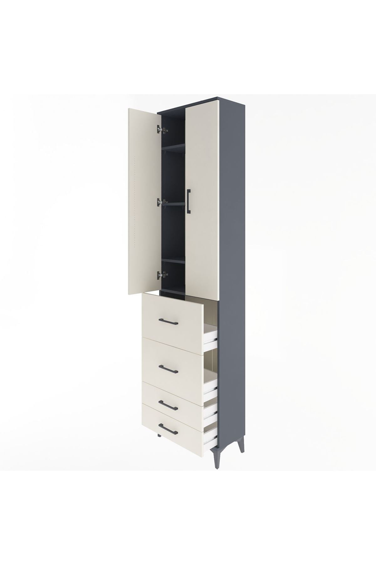Arges Dolap 4 Raflı 4 Çekmeceli 2 Kapaklı 60x30x243 - S32M060V4A