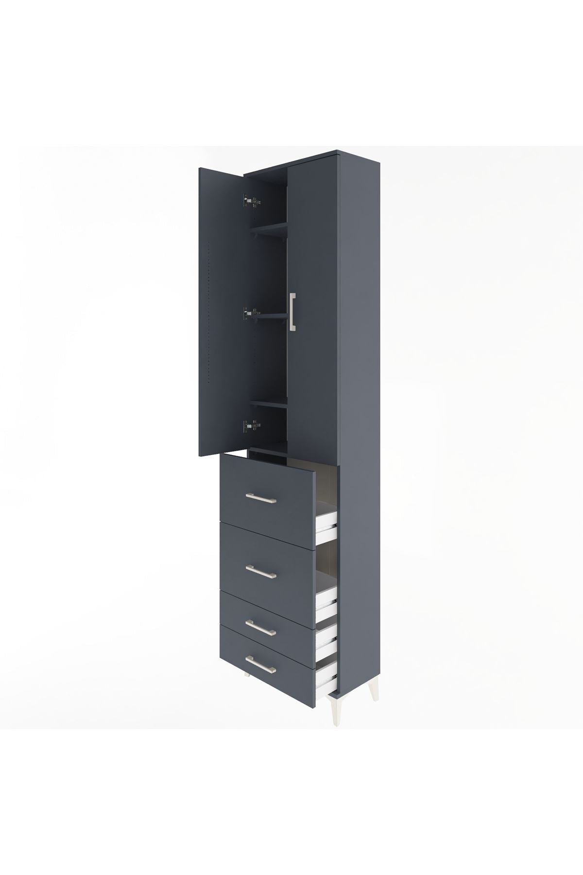 Arges Dolap 4 Raflı 4 Çekmeceli 2 Kapaklı 60x30x243 - S32M060V5A