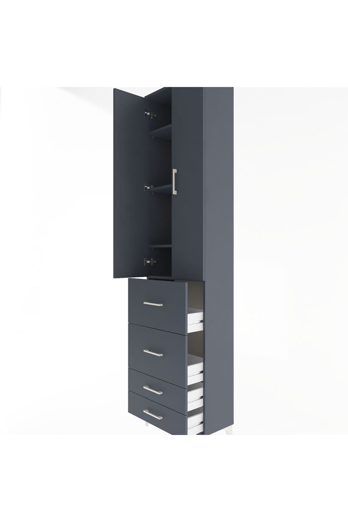Arges Dolap 4 Raflı 4 Çekmeceli 2 Kapaklı 60x30x243 - S32M060V5A
