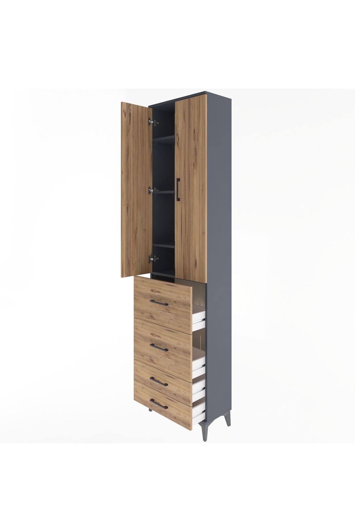 Arges Dolap 4 Raflı 4 Çekmeceli 2 Kapaklı 60x30x243 - S32M060V6A