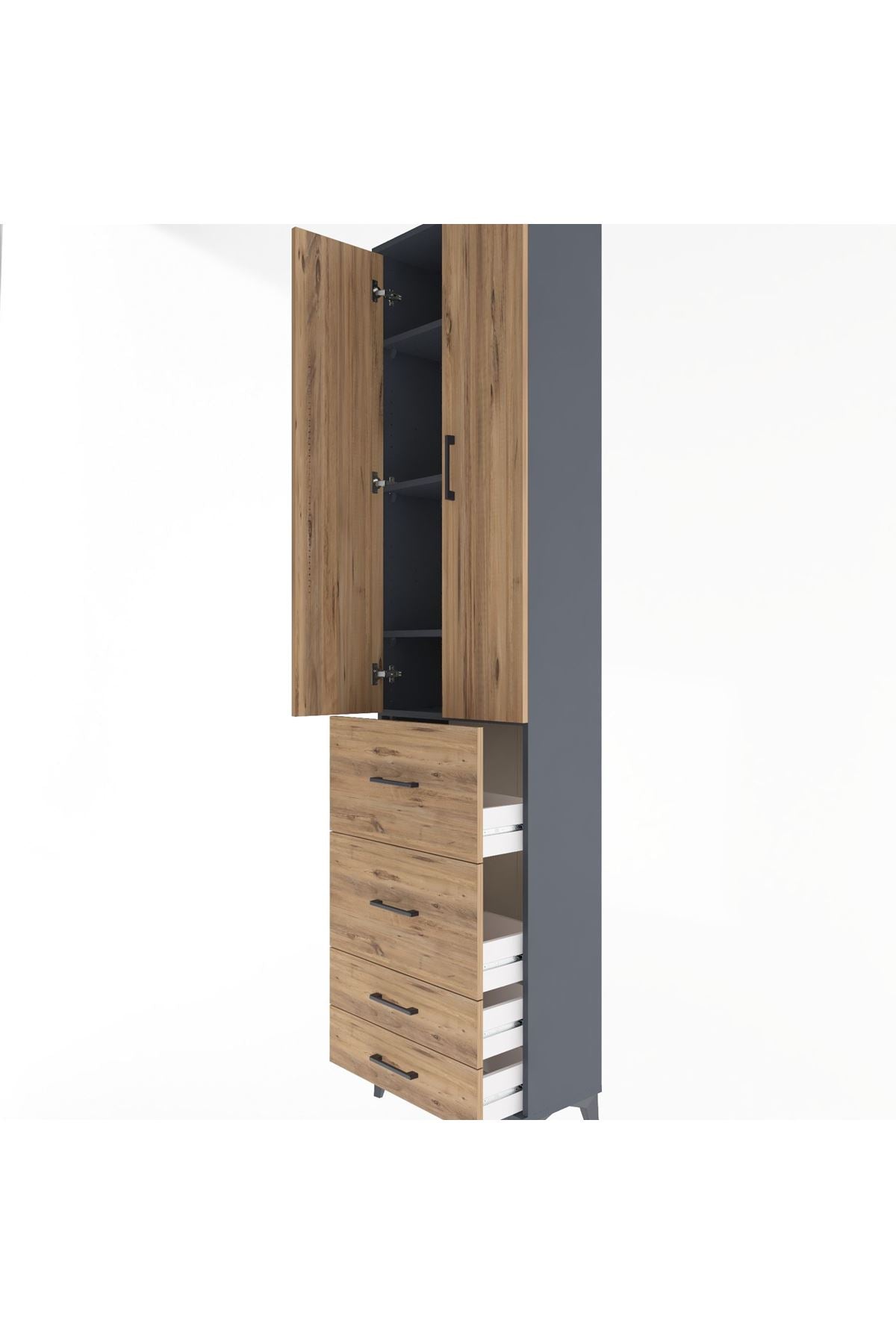 Arges Dolap 4 Raflı 4 Çekmeceli 2 Kapaklı 60x30x243 - S32M060V6A