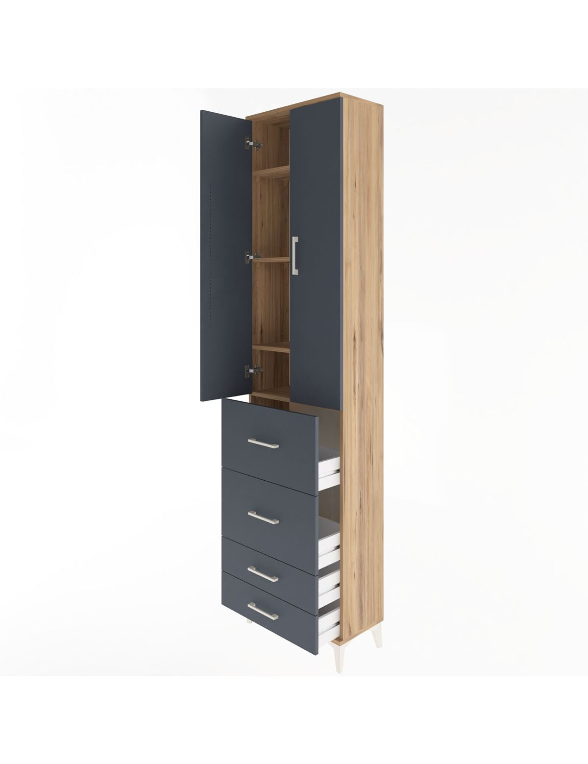Arges Dolap 4 Raflı 4 Çekmeceli 2 Kapaklı 60x30x243 - S32M060V8A