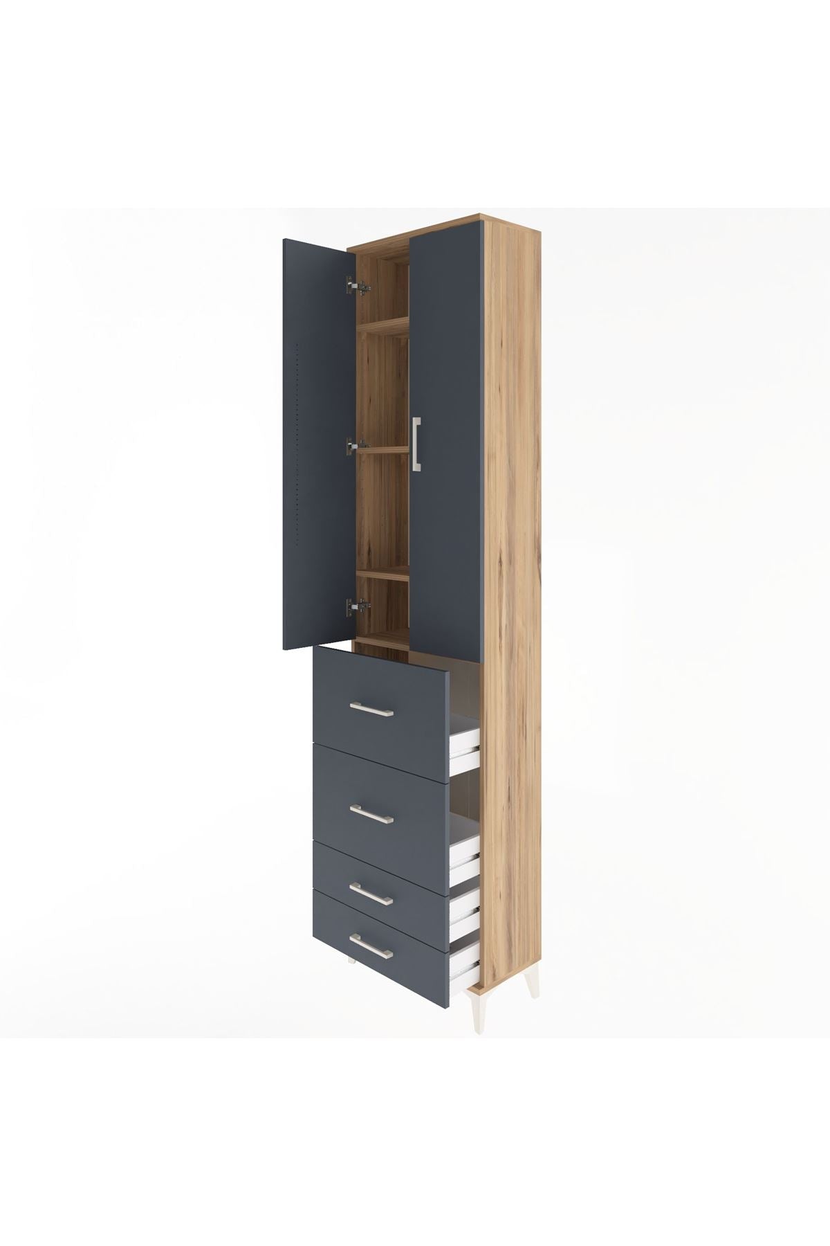 Arges Dolap 4 Raflı 4 Çekmeceli 2 Kapaklı 60x30x243 - S32M060V8A