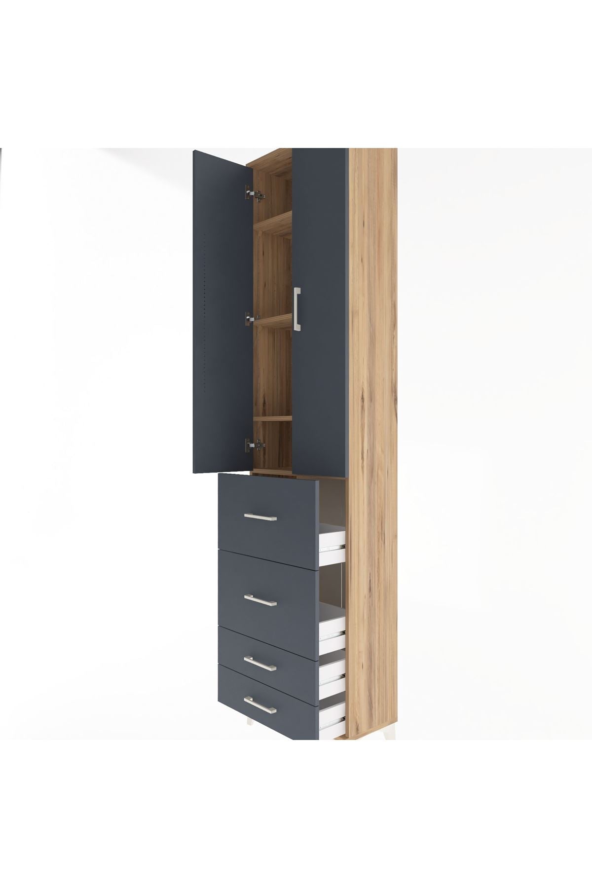 Arges Dolap 4 Raflı 4 Çekmeceli 2 Kapaklı 60x30x243 - S32M060V8A