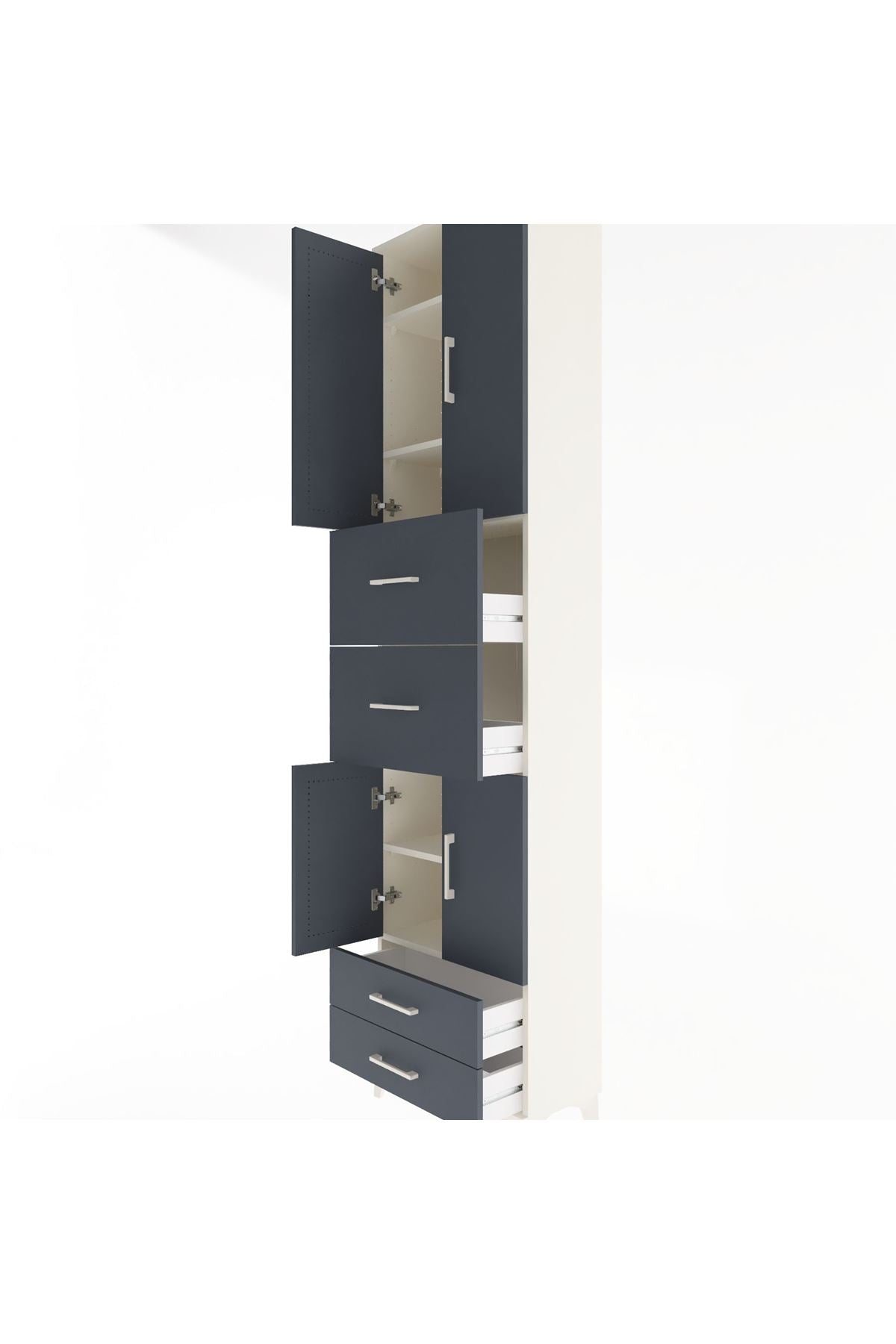 Arges Dolap 5 Raflı 4 Çekmeceli 4 Kapaklı 60x30x243 - S32M062V2A