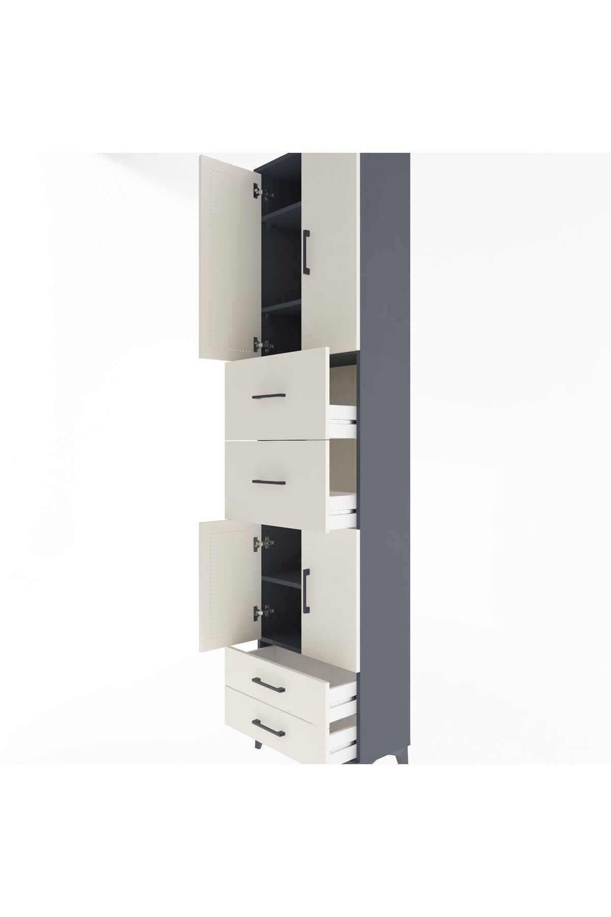 Arges Dolap 5 Raflı 4 Çekmeceli 4 Kapaklı 60x30x243 - S32M062V4A