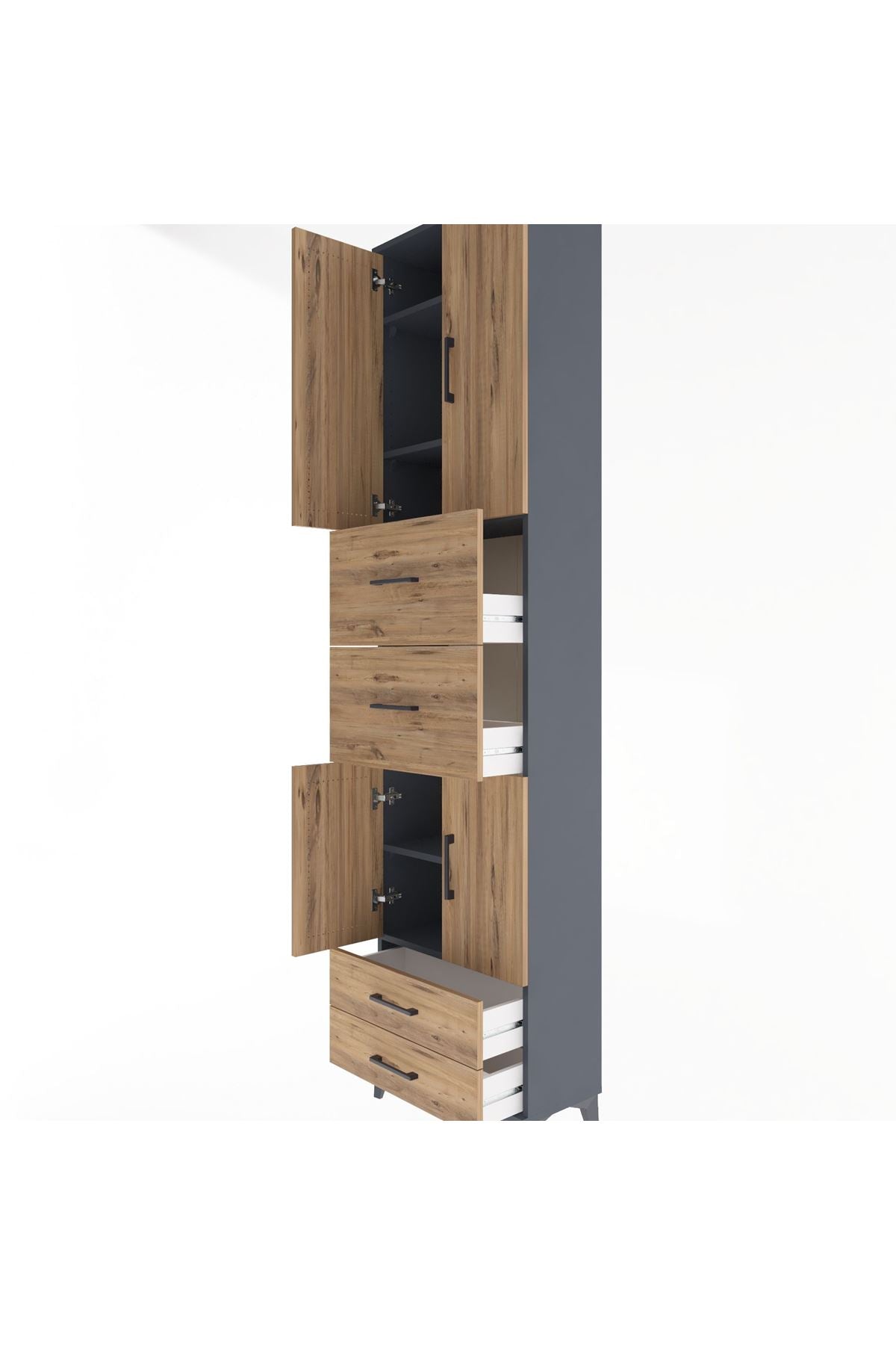 Arges Dolap 5 Raflı 4 Çekmeceli 4 Kapaklı 60x30x243 - S32M062V6A