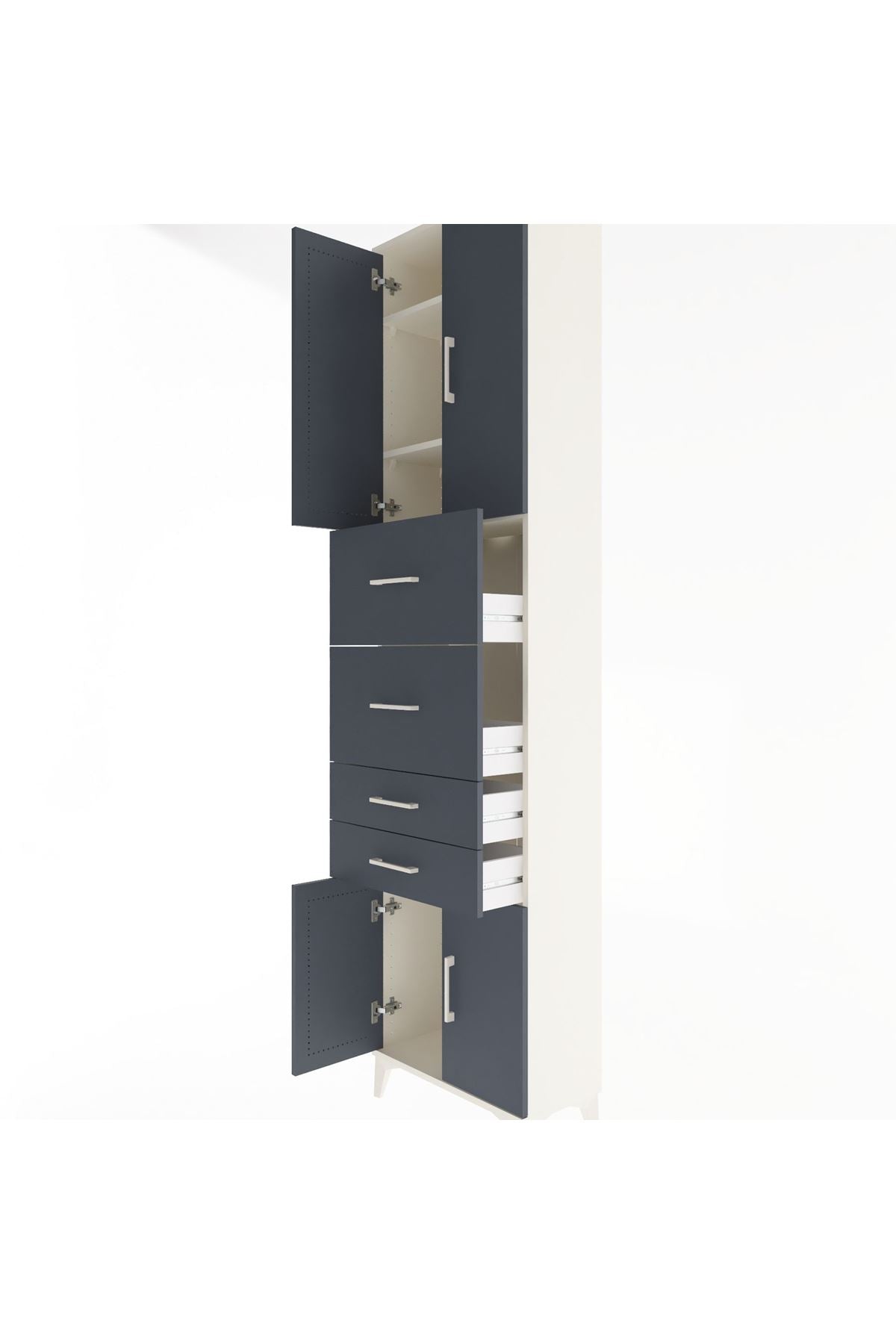 Arges Dolap 3 Raflı 4 Çekmeceli 4 Kapaklı 60x30x243 - S32M063V2A