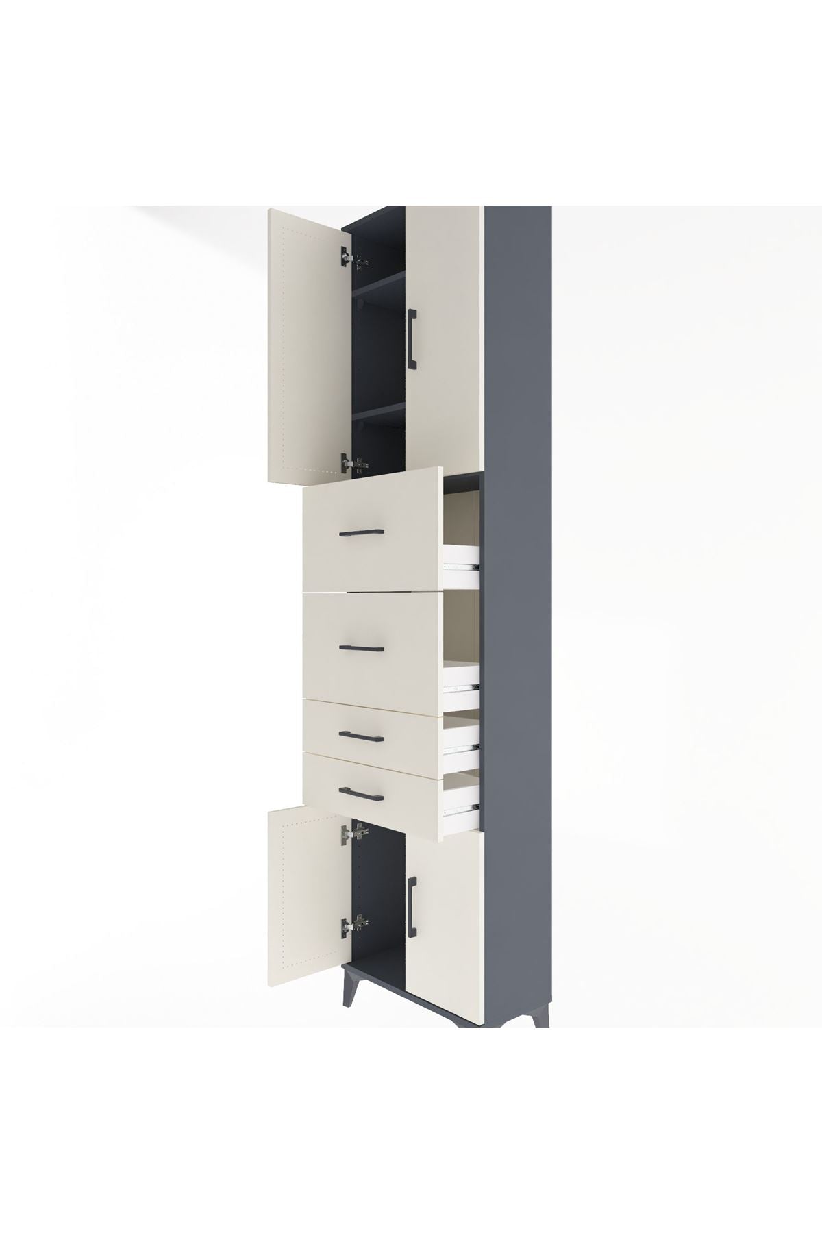 Arges Dolap 3 Raflı 4 Çekmeceli 4 Kapaklı 60x30x243 - S32M063V4A