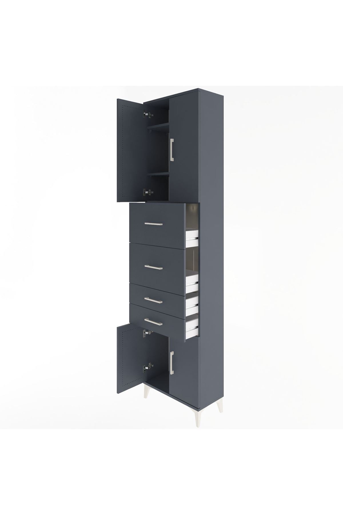 Arges Dolap 3 Raflı 4 Çekmeceli 4 Kapaklı 60x30x243 - S32M063V5A