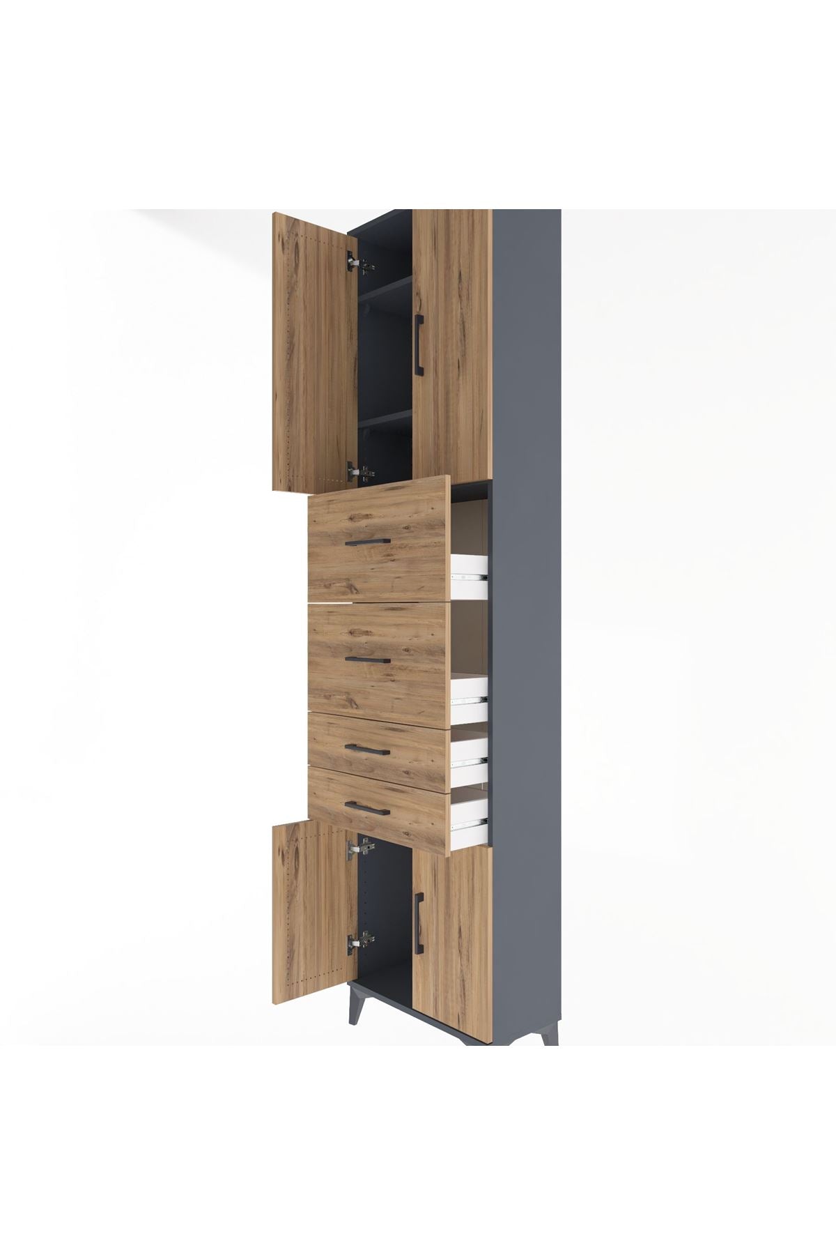 Arges Dolap 3 Raflı 4 Çekmeceli 4 Kapaklı 60x30x243 - S32M063V6A