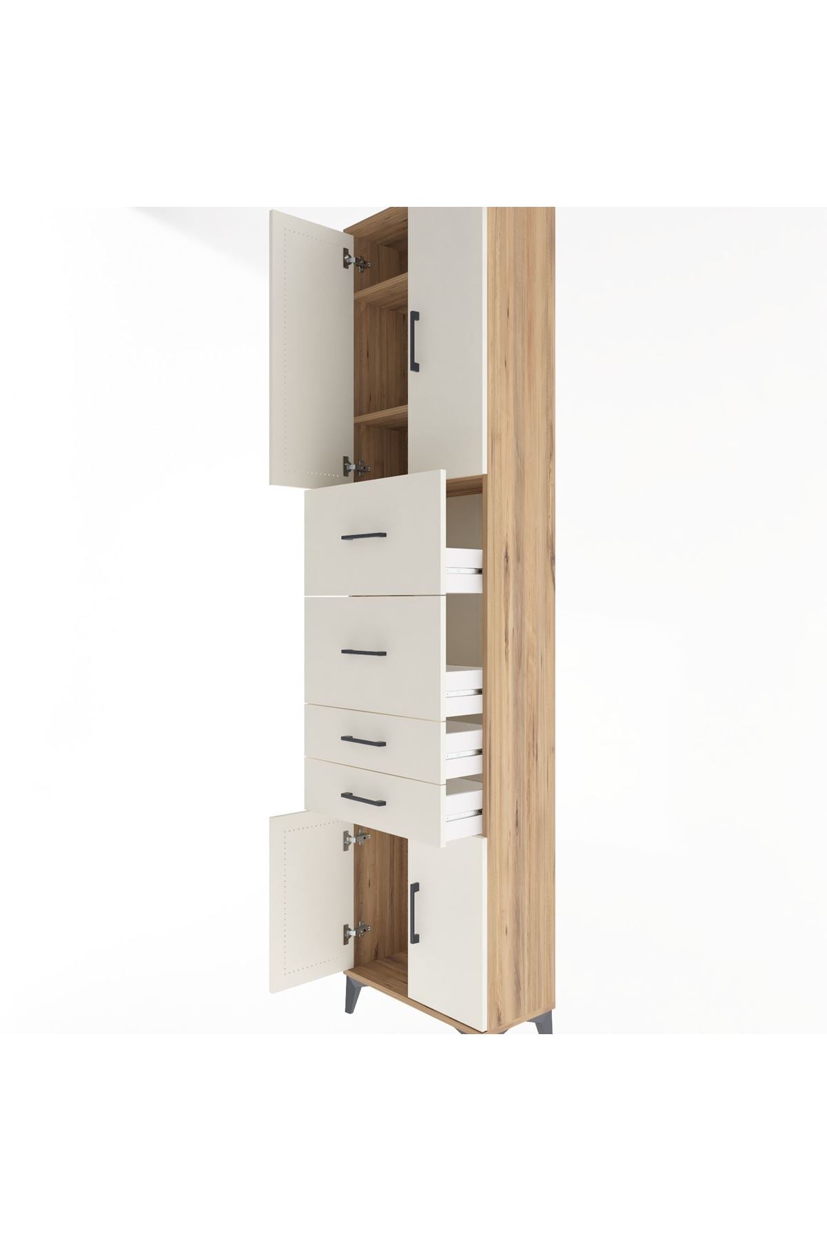 Arges Dolap 3 Raflı 4 Çekmeceli 4 Kapaklı 60x30x243 - S32M063V7A