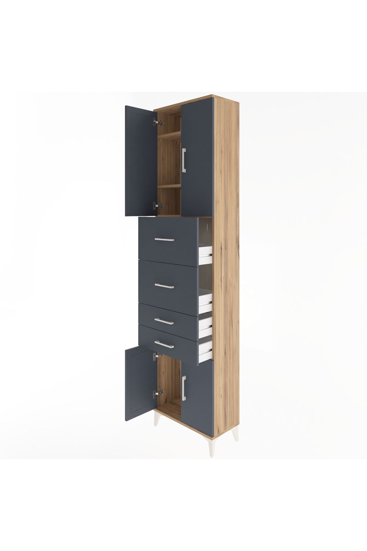Arges Dolap 3 Raflı 4 Çekmeceli 4 Kapaklı 60x30x243 - S32M063V8A