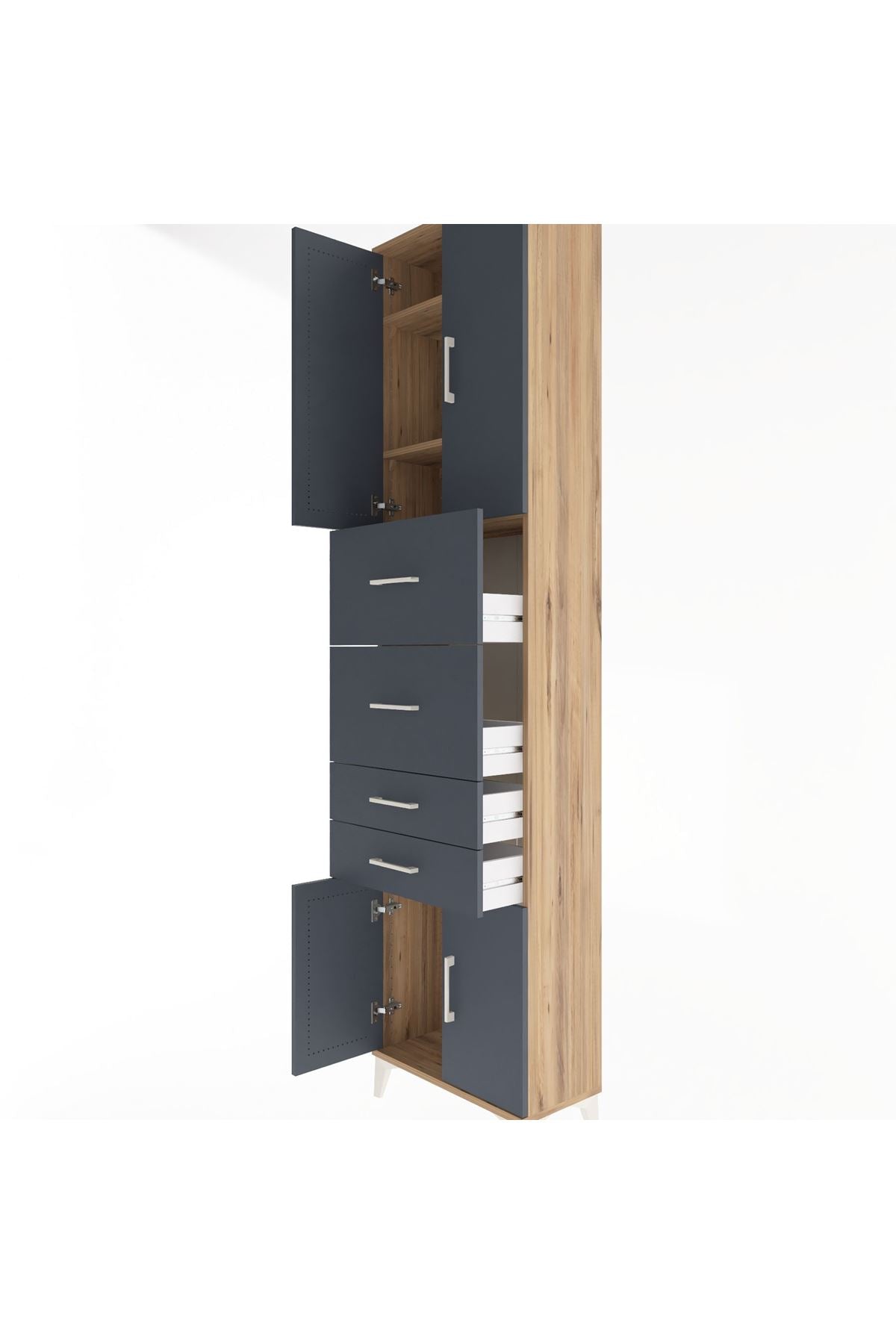 Arges Dolap 3 Raflı 4 Çekmeceli 4 Kapaklı 60x30x243 - S32M063V8A