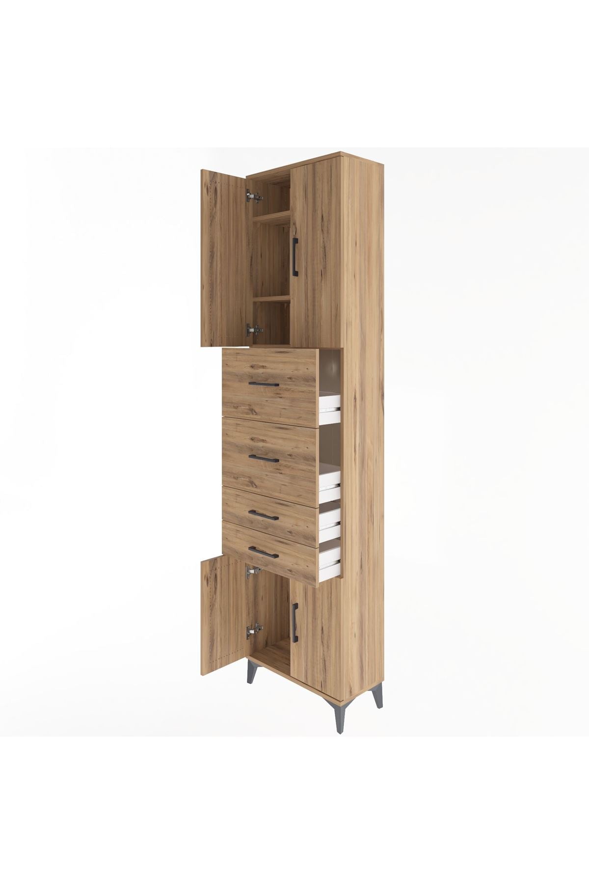 Arges Dolap 3 Raflı 4 Çekmeceli 4 Kapaklı 60x30x243 - S32M063V9A