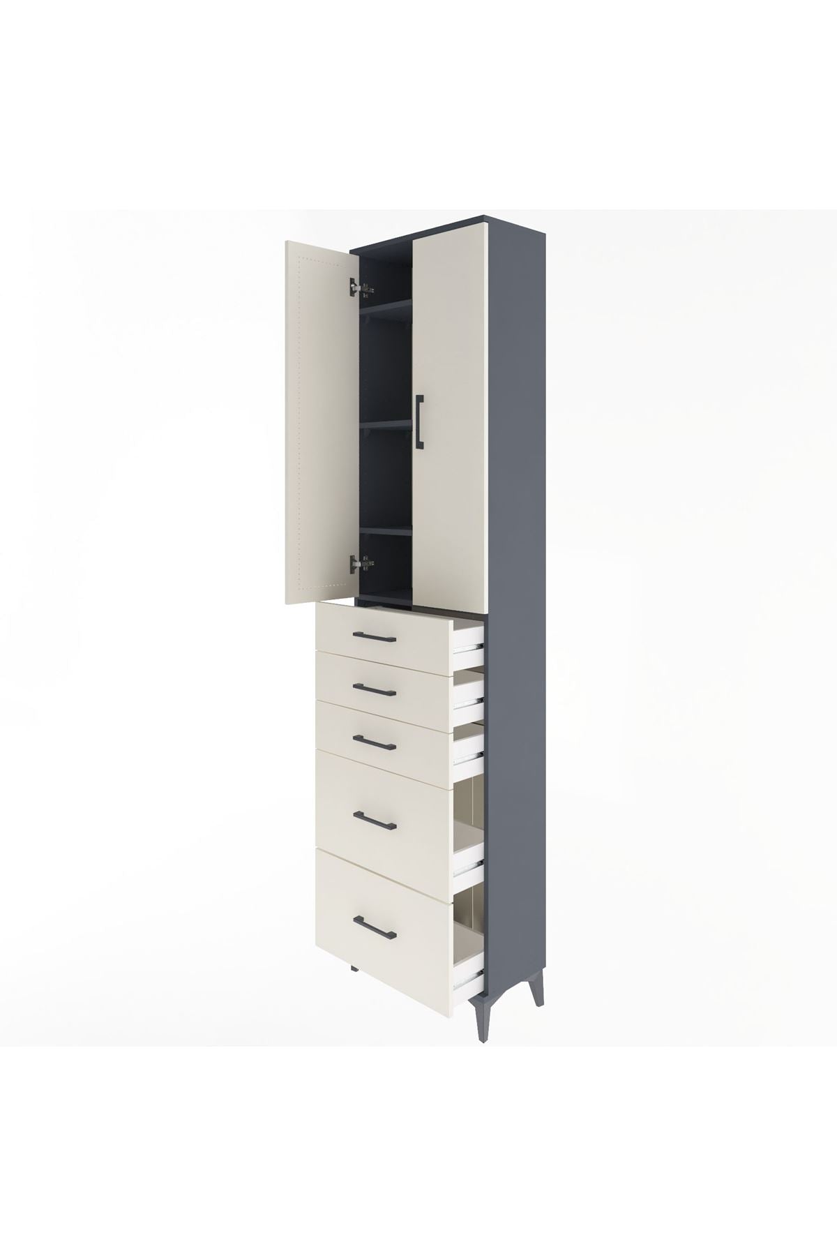 Arges Dolap 4 Raflı 5 Çekmeceli 2 Kapaklı 60x30x243 - S32M064V4A
