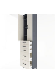 Arges Dolap 4 Raflı 5 Çekmeceli 2 Kapaklı 60x30x243 - S32M064V4A