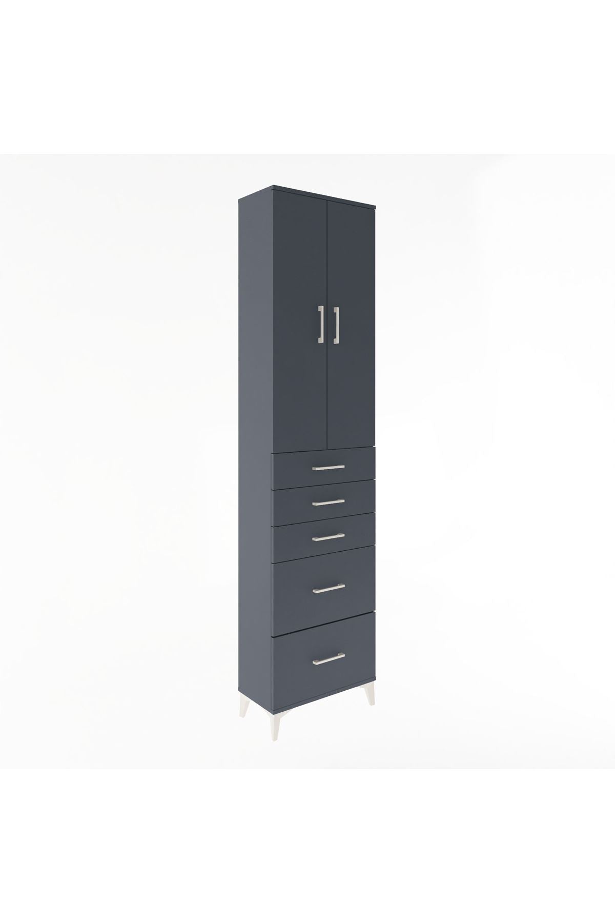 Arges Dolap 4 Raflı 5 Çekmeceli 2 Kapaklı 60x30x243 - S32M064V5A