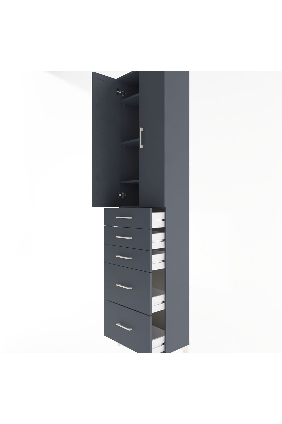 Arges Dolap 4 Raflı 5 Çekmeceli 2 Kapaklı 60x30x243 - S32M064V5A