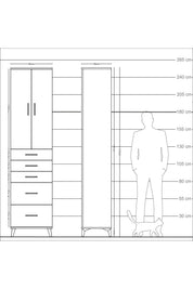 Arges Dolap 4 Raflı 5 Çekmeceli 2 Kapaklı 60x30x243 - S32M064V5A