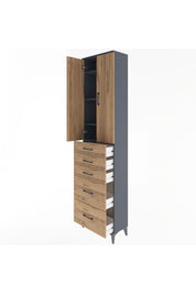 Arges Dolap 4 Raflı 5 Çekmeceli 2 Kapaklı 60x30x243 - S32M064V6A