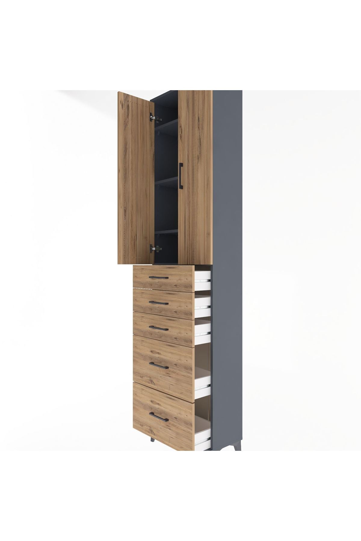 Arges Dolap 4 Raflı 5 Çekmeceli 2 Kapaklı 60x30x243 - S32M064V6A