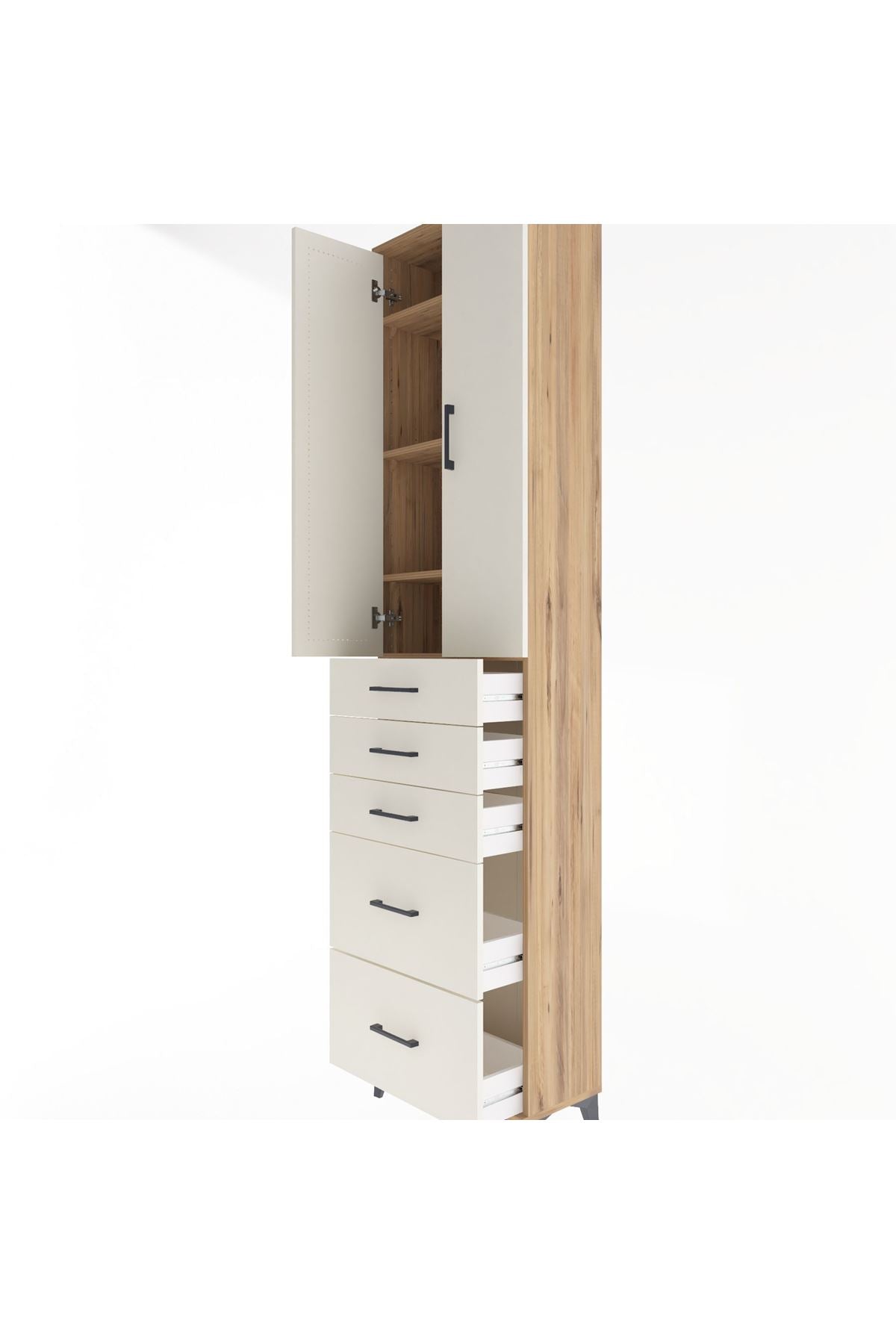 Arges Dolap 4 Raflı 5 Çekmeceli 2 Kapaklı 60x30x243 - S32M064V7A