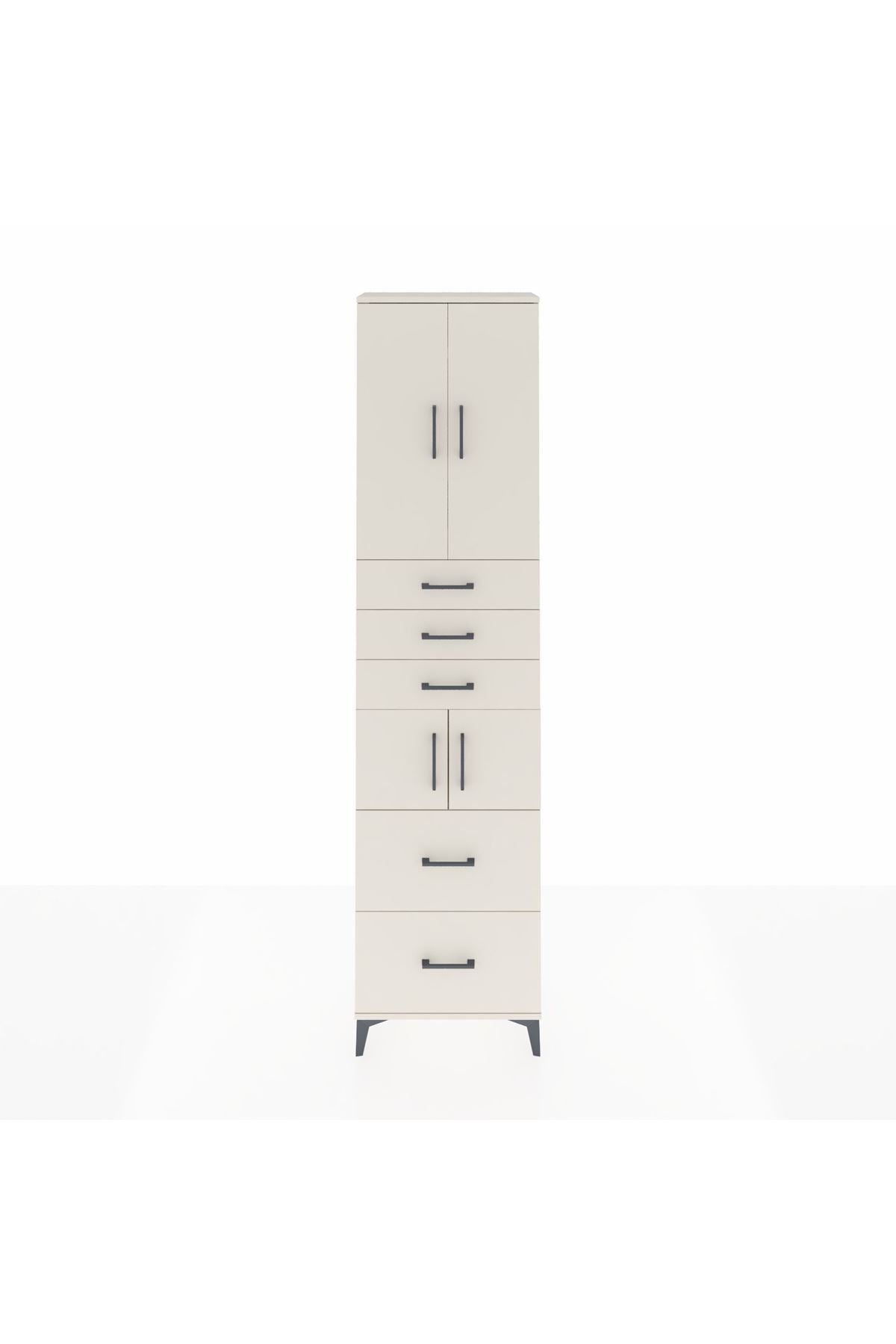 Arges Dolap 4 Raflı 5 Çekmeceli 4 Kapaklı 60x30x243 - S32M065V1A