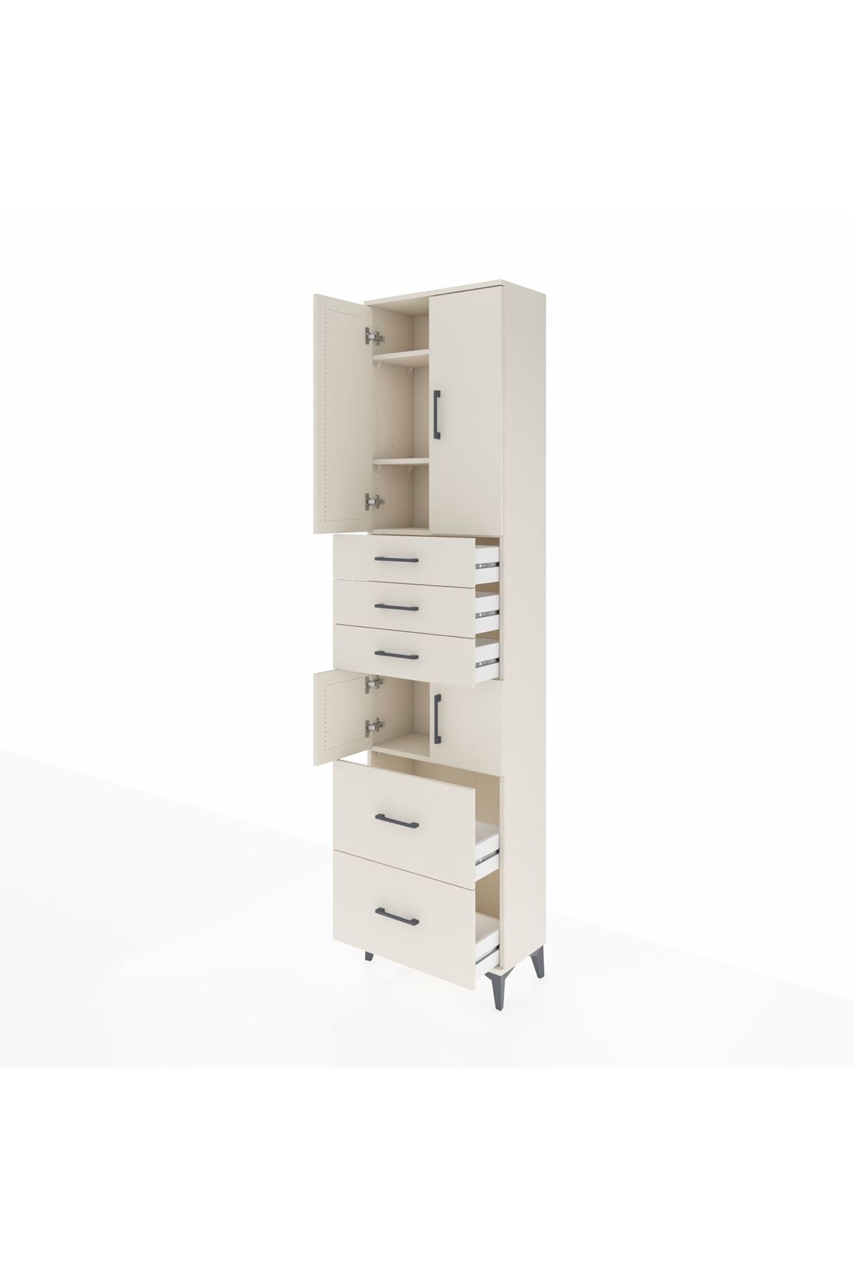 Arges Dolap 4 Raflı 5 Çekmeceli 4 Kapaklı 60x30x243 - S32M065V1A