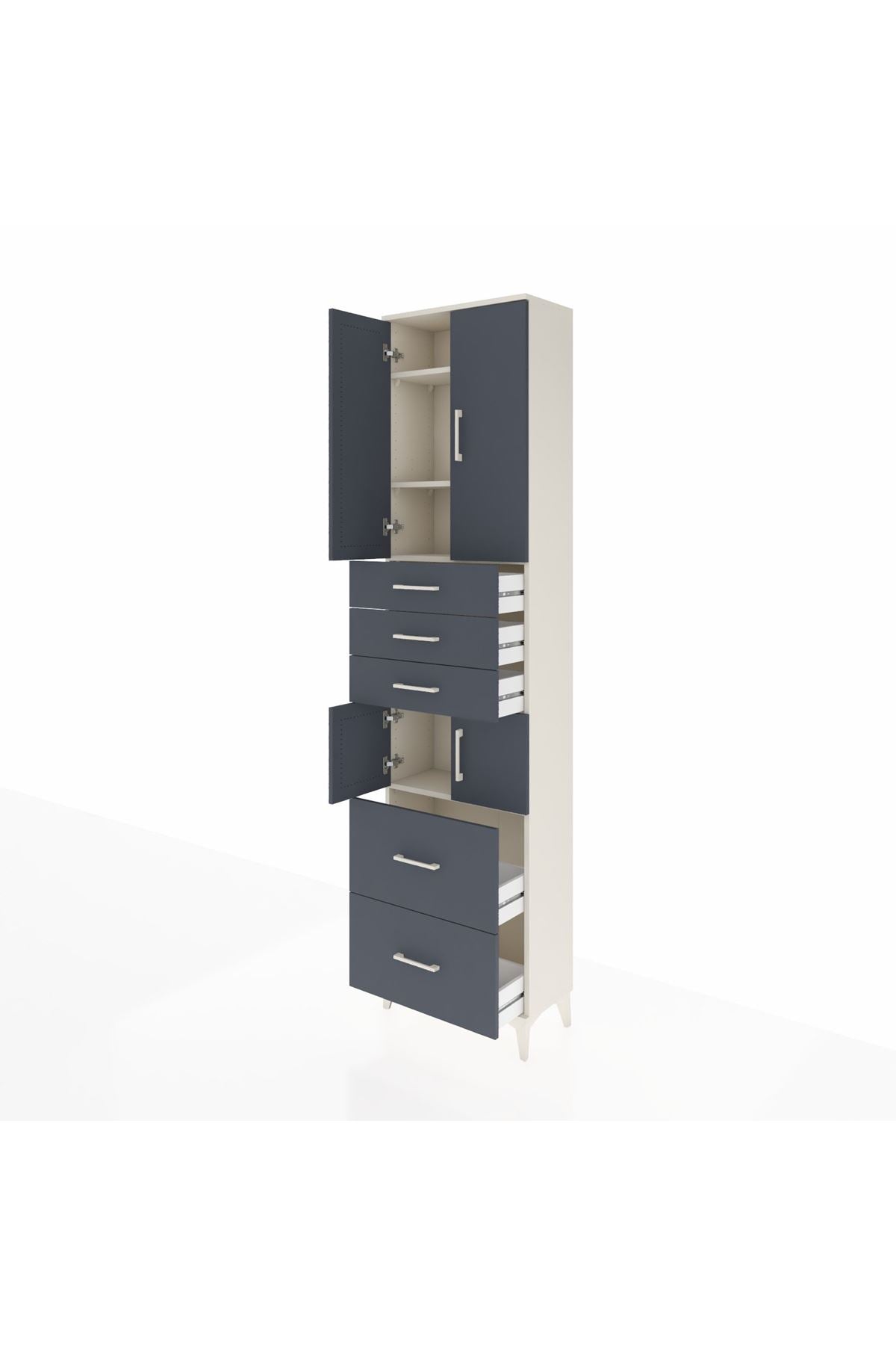 Arges Dolap 4 Raflı 5 Çekmeceli 4 Kapaklı 60x30x243 - S32M065V2A