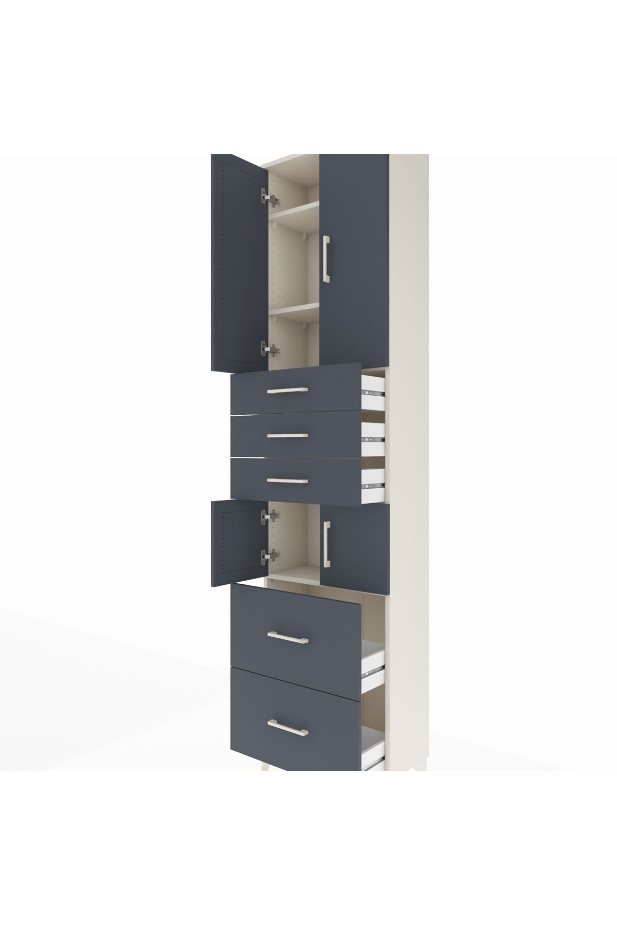 Arges Dolap 4 Raflı 5 Çekmeceli 4 Kapaklı 60x30x243 - S32M065V2A