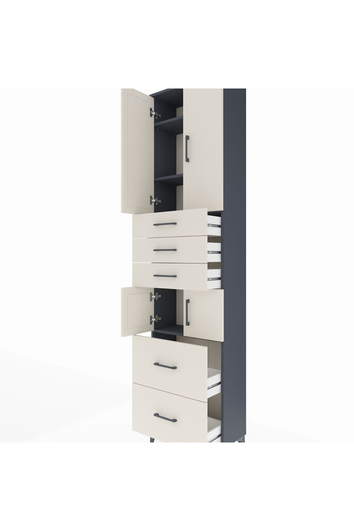 Arges Dolap 4 Raflı 5 Çekmeceli 4 Kapaklı 60x30x243 - S32M065V4A