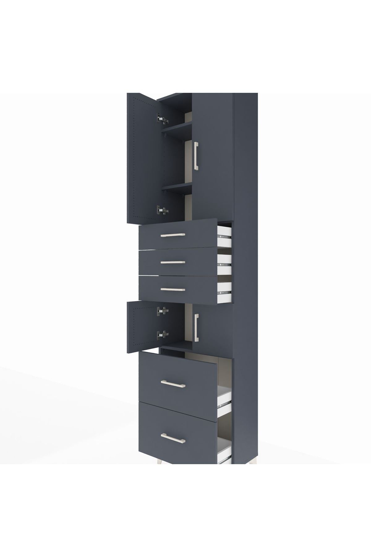Arges Dolap 4 Raflı 5 Çekmeceli 4 Kapaklı 60x30x243 - S32M065V5A
