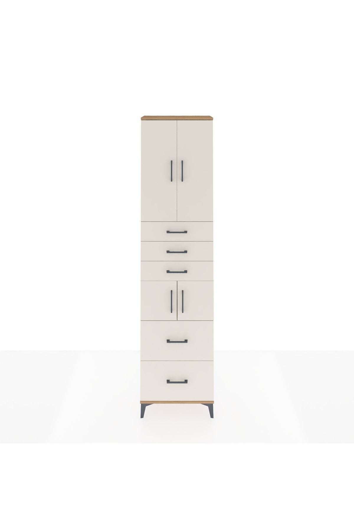 Arges Dolap 4 Raflı 5 Çekmeceli 4 Kapaklı 60x30x243 - S32M065V7A
