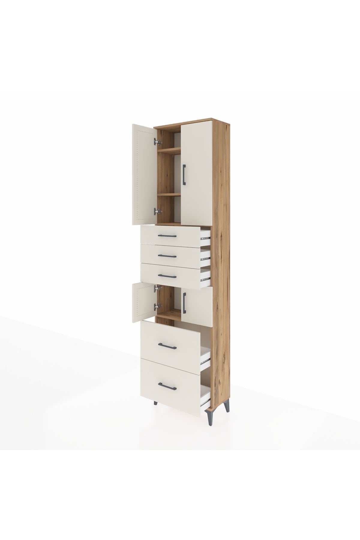 Arges Dolap 4 Raflı 5 Çekmeceli 4 Kapaklı 60x30x243 - S32M065V7A