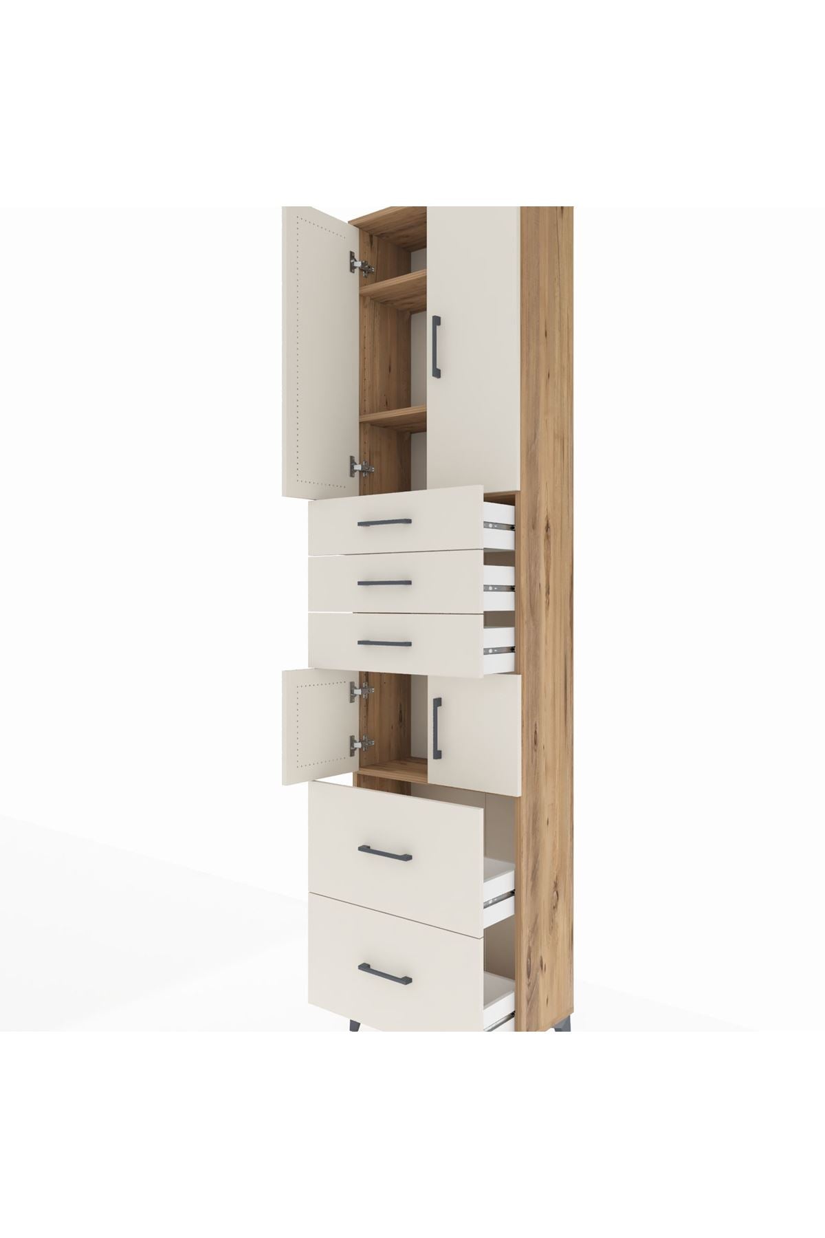 Arges Dolap 4 Raflı 5 Çekmeceli 4 Kapaklı 60x30x243 - S32M065V7A