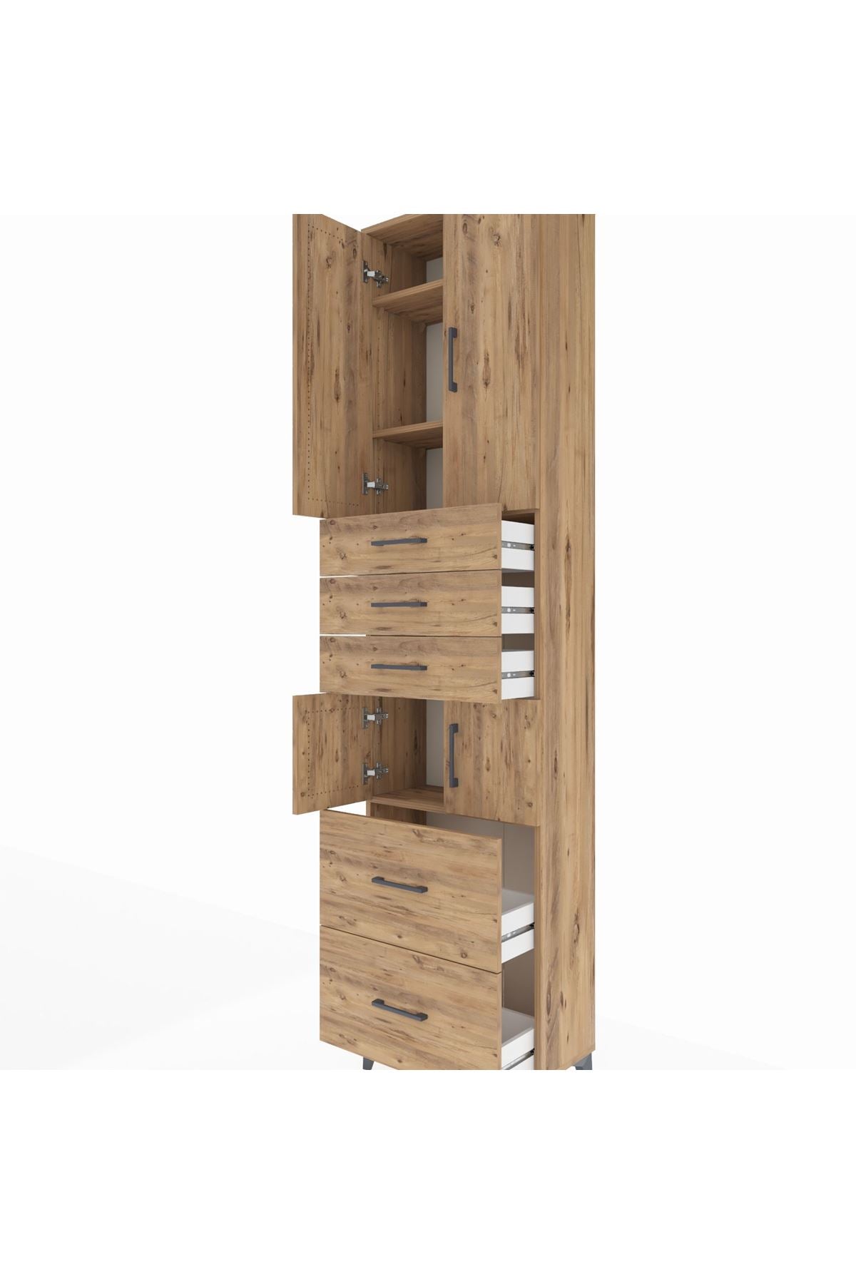 Arges Dolap 4 Raflı 5 Çekmeceli 4 Kapaklı 60x30x243 - S32M065V9A