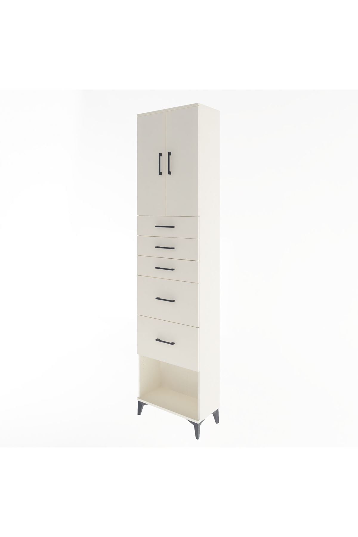 Arges Dolap 3 Raflı 5 Çekmeceli 2 Kapaklı 60x30x243 - S32M066V1A