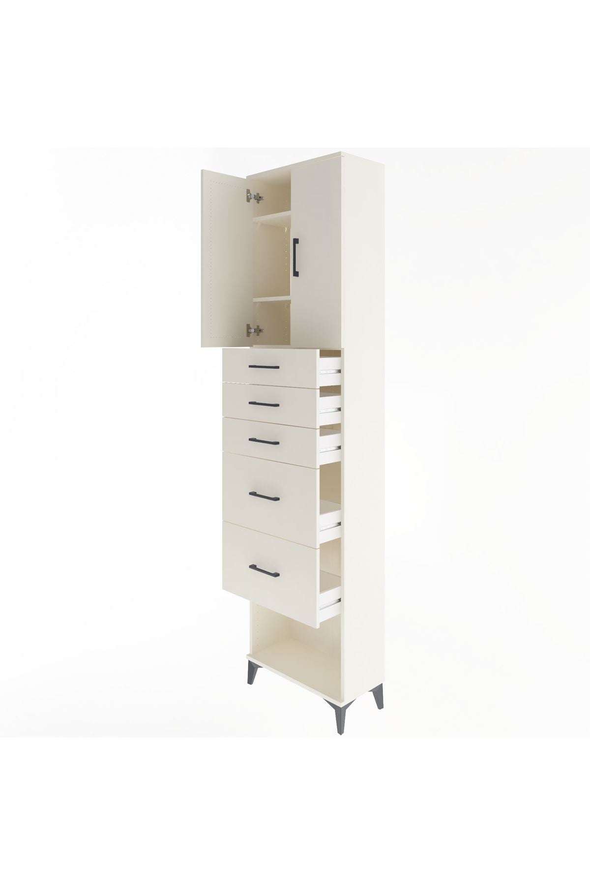 Arges Dolap 3 Raflı 5 Çekmeceli 2 Kapaklı 60x30x243 - S32M066V1A