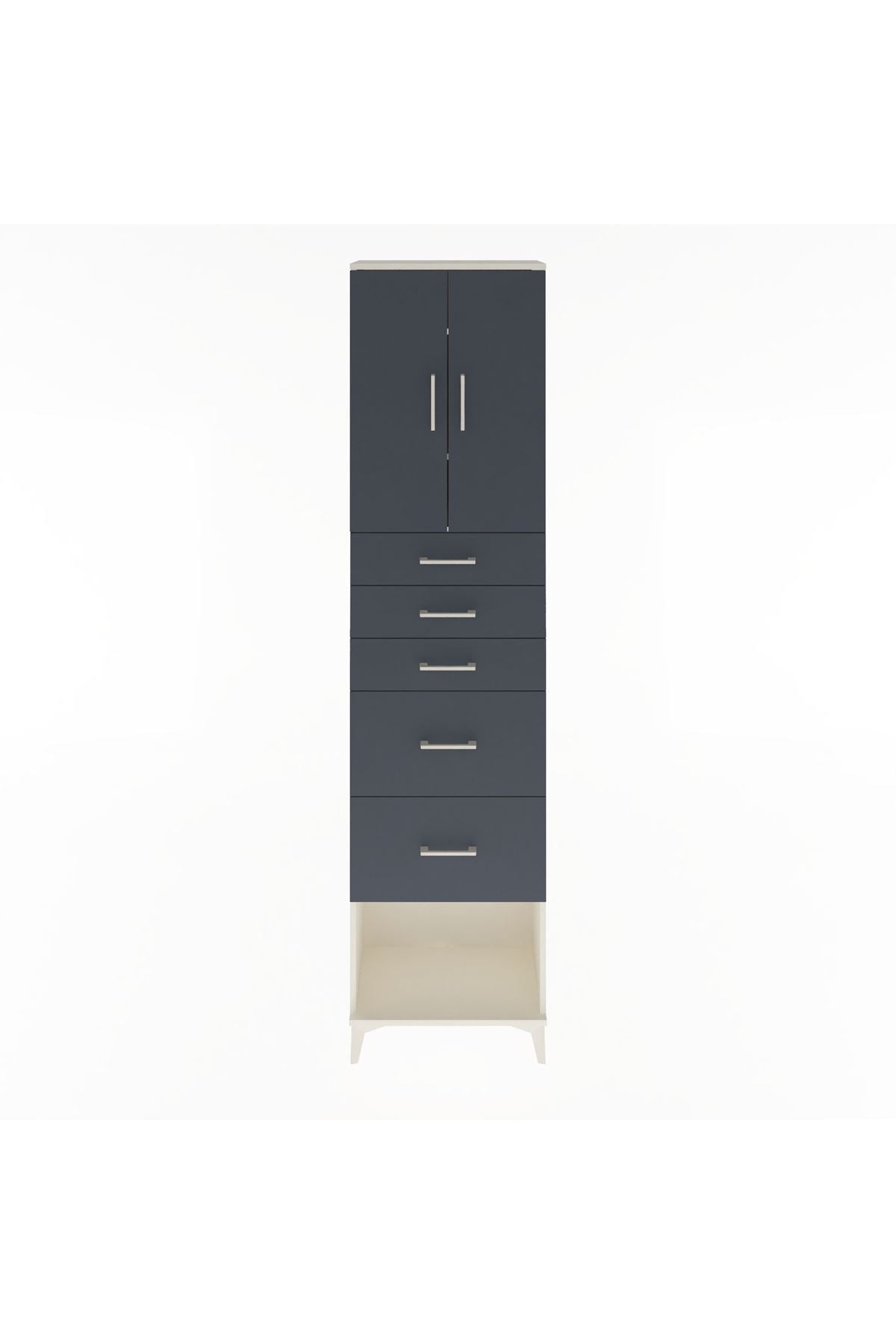 Arges Dolap 3 Raflı 5 Çekmeceli 2 Kapaklı 60x30x243 - S32M066V2A